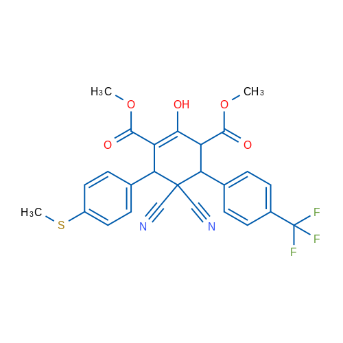 1,3-Dimethyl 5,5-dicyano-2-hydroxy-6-[4-(methylsulfanyl)phenyl]-4-[4-(trifluoromethyl)phenyl]cyclohex-1-ene-1,3-dicarboxylate 1g