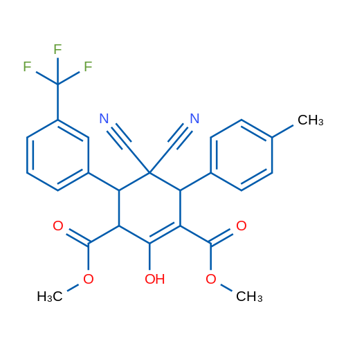 1,3-Dimethyl 5,5-dicyano-2-hydroxy-6-(4-methylphenyl)-4-[3-(trifluoromethyl)phenyl]cyclohex-1-ene-1,3-dicarboxylate 1g