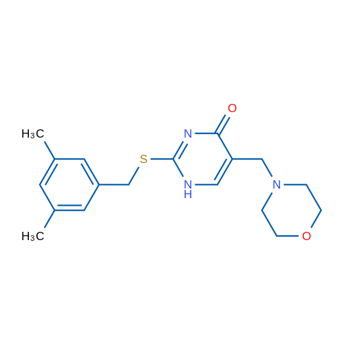 2-{[(3,5-dimethylphenyl)methyl]sulfanyl}-5-[(morpholin-4-yl)methyl]-1,4-dihydropyrimidin-4-one 1g