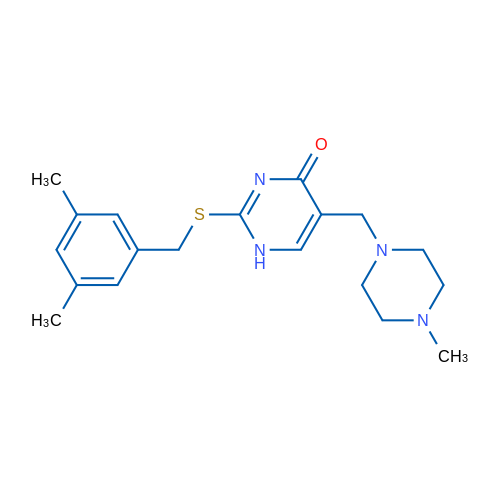 2-{[(3,5-dimethylphenyl)methyl]sulfanyl}-5-[(4-methylpiperazin-1-yl)methyl]-1,4-dihydropyrimidin-4-one 1g