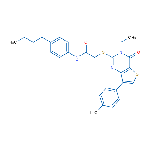 N-(4-Butylphenyl)-2-{[3-ethyl-7-(4-methylphenyl)-4-oxo-3H,4H-thieno[3,2-d]pyrimidin-2-yl]sulfanyl}acetamide 1g