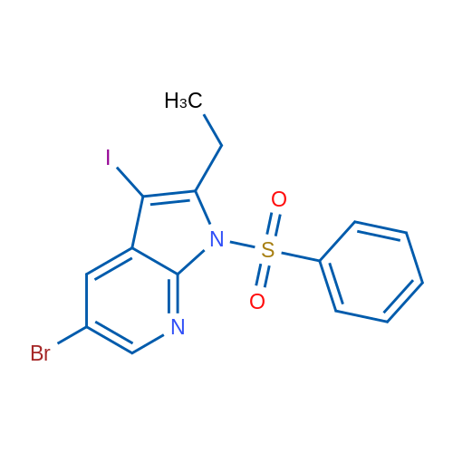5-Bromo-2-ethyl-3-iodo-1-(phenylsulfonyl)-1H-pyrrolo[2,3-b]pyridine 1g