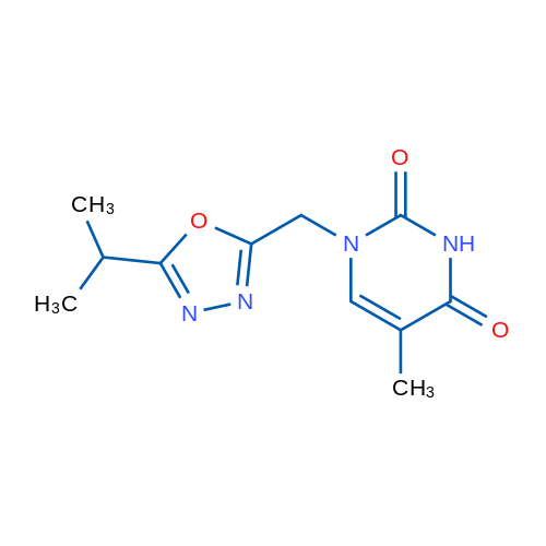 5-Methyl-1-{[5-(propan-2-yl)-1,3,4-oxadiazol-2-yl]methyl}-1,2,3,4-tetrahydropyrimidine-2,4-dione 1g