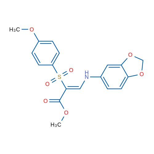 Methyl (2Z)-3-[(2H-1,3-benzodioxol-5-yl)amino]-2-(4-methoxybenzenesulfonyl)prop-2-enoate 1g