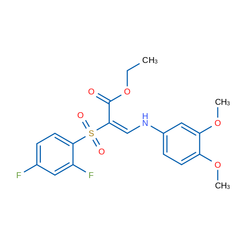 Ethyl (2E)-2-(2,4-difluorobenzenesulfonyl)-3-[(3,4-dimethoxyphenyl)amino]prop-2-enoate 1g