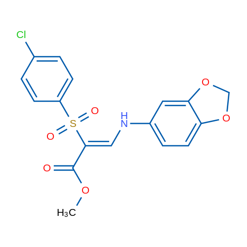 Methyl (2Z)-3-[(2H-1,3-benzodioxol-5-yl)amino]-2-(4-chlorobenzenesulfonyl)prop-2-enoate 1g