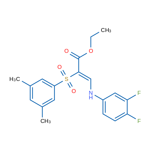 Ethyl (2Z)-3-[(3,4-difluorophenyl)amino]-2-(3,5-dimethylbenzenesulfonyl)prop-2-enoate 1g