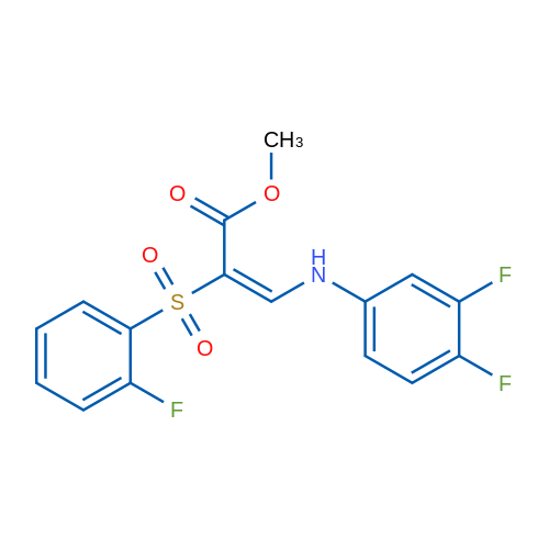 Methyl (2E)-3-[(3,4-difluorophenyl)amino]-2-(2-fluorobenzenesulfonyl)prop-2-enoate 1g