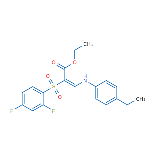 Ethyl (2E)-2-(2,4-difluorobenzenesulfonyl)-3-[(4-ethylphenyl)amino]prop-2-enoate 1g