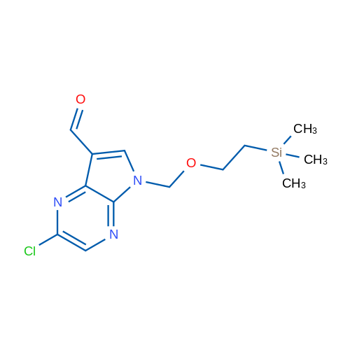 2-Chloro-5-((2-(trimethylsilyl)ethoxy)methyl)-5H-pyrrolo[2,3-b]pyrazine-7-carbaldehyde 1g