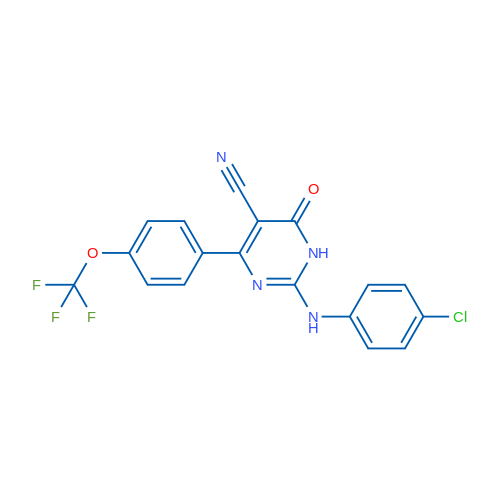 2-[(4-Chlorophenyl)amino]-6-oxo-4-[4-(trifluoromethoxy)phenyl]-1,6-dihydropyrimidine-5-carbonitrile 1g