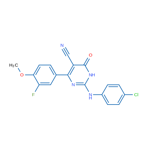 2-[(4-Chlorophenyl)amino]-4-(3-fluoro-4-methoxyphenyl)-6-oxo-1,6-dihydropyrimidine-5-carbonitrile 1g