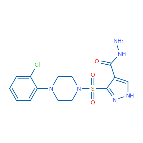 3-{[4-(2-chlorophenyl)piperazin-1-yl]sulfonyl}-1H-pyrazole-4-carbohydrazide 1g