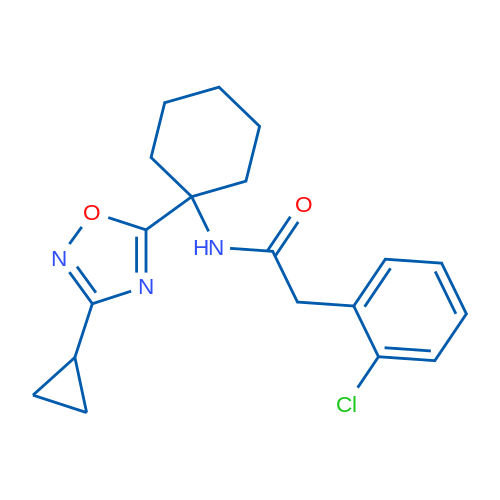2-(2-Chlorophenyl)-N-[1-(3-cyclopropyl-1,2,4-oxadiazol-5-yl)cyclohexyl]acetamide 1g