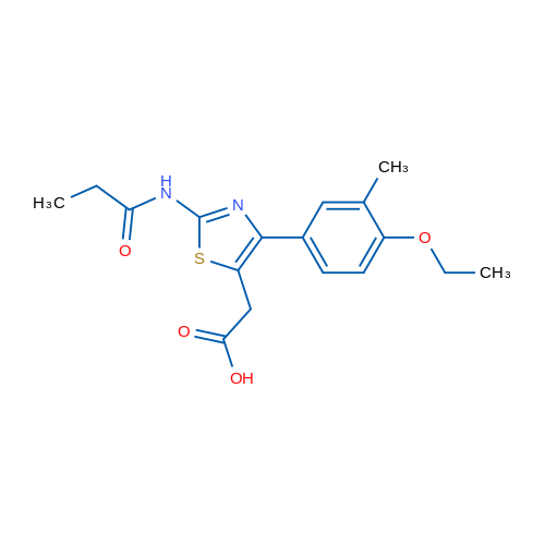 2-(4-(4-Ethoxy-3-methylphenyl)-2-propionamidothiazol-5-yl)acetic acid 5g