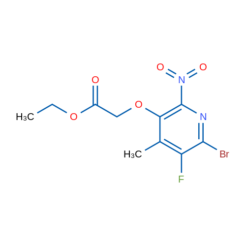 Ethyl 2-((6-bromo-5-fluoro-4-methyl-2-nitropyridin-3-yl)oxy)acetate 250mg