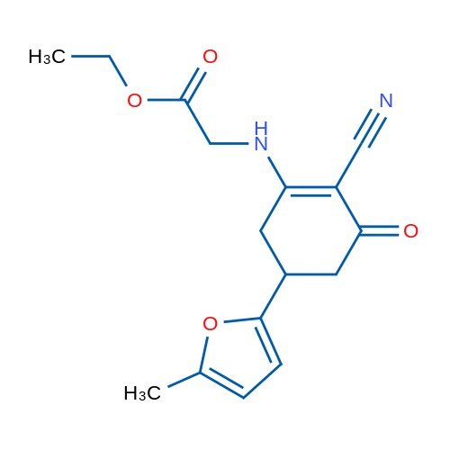 EThyl n-[2-cyano-5-(5-methyl-2-furyl)-3-oxocyclohex-1-en-1-yl]glycinate 1g