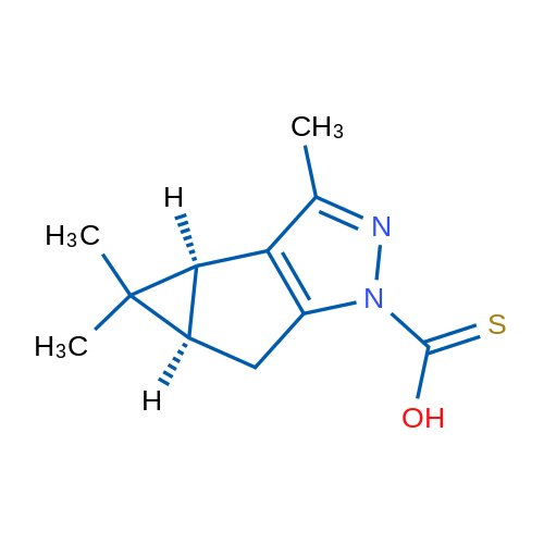 (3bS,4aR)-3,4,4-Trimethyl-3b,4,4a,5-tetrahydro-1H-cyclopropa[3,4]cyclopenta[1,2-c]pyrazole-1-carbothioic O-acid 250mg