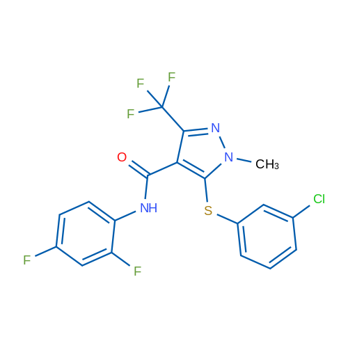 5-[(3-Chlorophenyl)sulfanyl]-N-(2,4-difluorophenyl)-1-methyl-3-(trifluoromethyl)-1H-pyrazole-4-carboxamide 1g