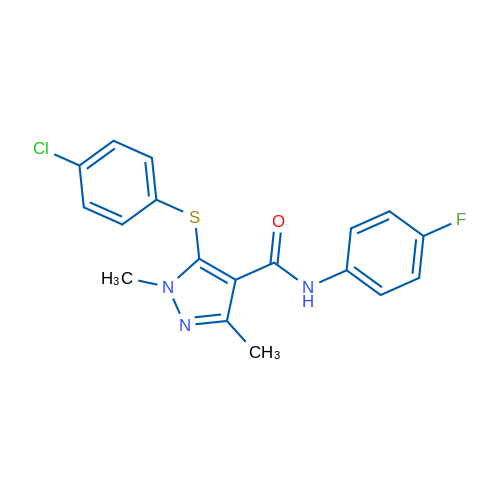5-[(4-Chlorophenyl)sulfanyl]-N-(4-fluorophenyl)-1,3-dimethyl-1H-pyrazole-4-carboxamide 1g