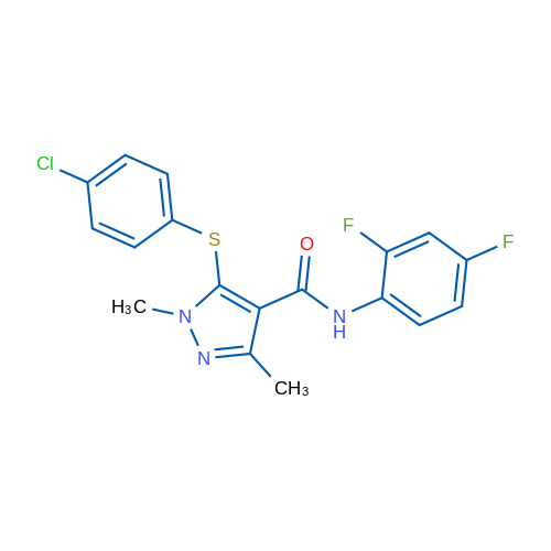 5-[(4-Chlorophenyl)sulfanyl]-N-(2,4-difluorophenyl)-1,3-dimethyl-1H-pyrazole-4-carboxamide 1g