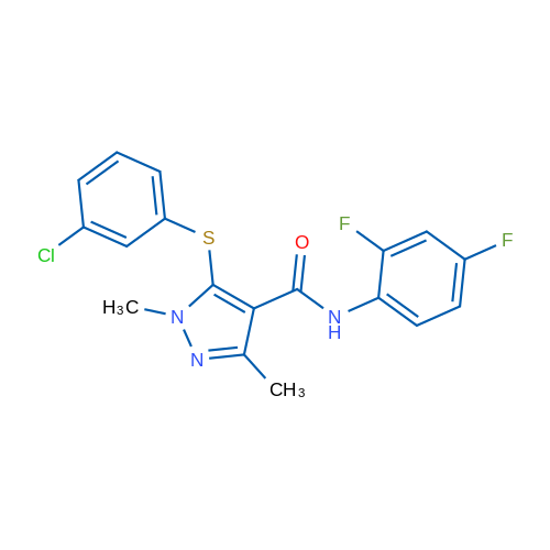 5-[(3-Chlorophenyl)sulfanyl]-N-(2,4-difluorophenyl)-1,3-dimethyl-1H-pyrazole-4-carboxamide 1g