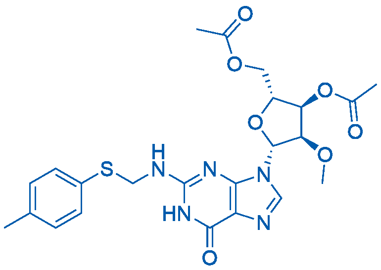 ((2R,3R,4R,5R)-3-Acetoxy-4-methoxy-5-(6-oxo-2-(((p-tolylthio)methyl)amino)-1H-purin-9(6H)-yl)tetrahydrofuran-2-yl)methyl acetate 100mg