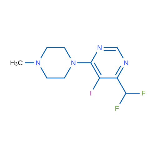 4-(Difluoromethyl)-5-iodo-6-(4-methylpiperazin-1-yl)pyrimidine 1g
