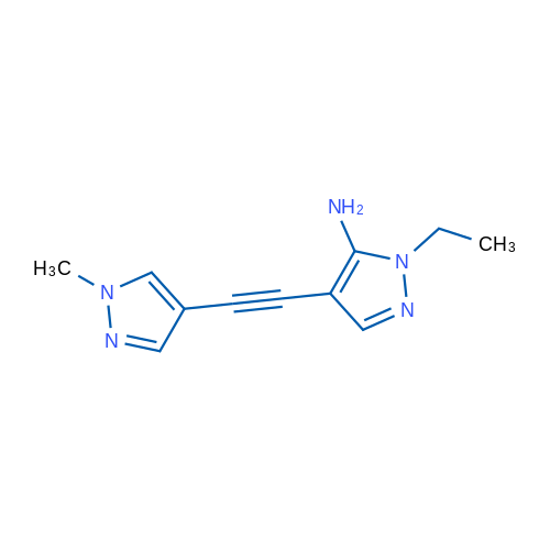 1-Ethyl-4-((1-methyl-1H-pyrazol-4-yl)ethynyl)-1H-pyrazol-5-amine 1g