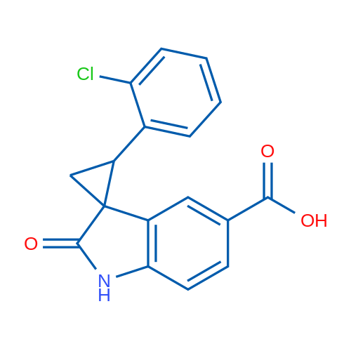 2-(2-Chlorophenyl)-2'-oxospiro[cyclopropane-1,3'-indoline]-5'-carboxylic acid 1g