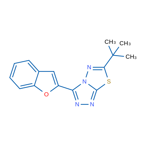 3-(Benzofuran-2-yl)-6-(tert-butyl)-[1,2,4]triazolo[3,4-b][1,3,4]thiadiazole 1g
