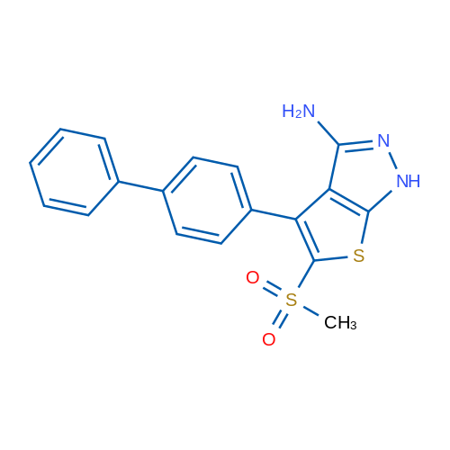4-([1,1'-Biphenyl]-4-yl)-5-(methylsulfonyl)-1H-thieno[2,3-c]pyrazol-3-amine 1g