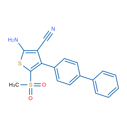 4-([1,1'-Biphenyl]-4-yl)-2-amino-5-(methylsulfonyl)thiophene-3-carbonitrile 1g