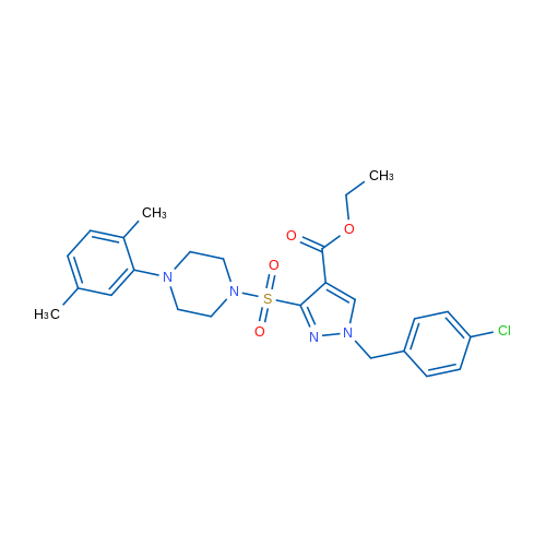 Ethyl 1-[(4-chlorophenyl)methyl]-3-{[4-(2,5-dimethylphenyl)piperazin-1-yl]sulfonyl}-1H-pyrazole-4-carboxylate 1g
