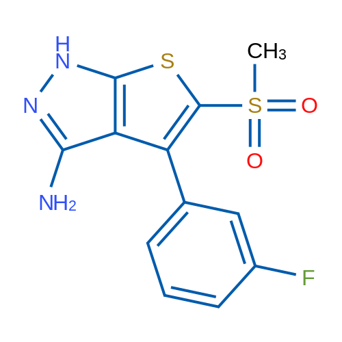 4-(3-Fluorophenyl)-5-(methylsulfonyl)-1H-thieno[2,3-c]pyrazol-3-amine 1g