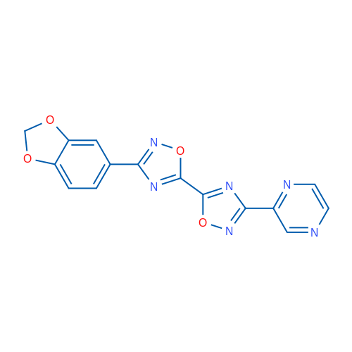 2-{5-[3-(2H-1,3-benzodioxol-5-yl)-1,2,4-oxadiazol-5-yl]-1,2,4-oxadiazol-3-yl}pyrazine 1g
