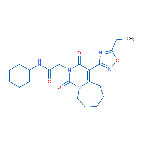 N-Cyclohexyl-2-[4-(5-ethyl-1,2,4-oxadiazol-3-yl)-1,3-dioxo-1H,2H,3H,5H,6H,7H,8H,9H-pyrimido[1,6-a]azepin-2-yl]acetamide 1g