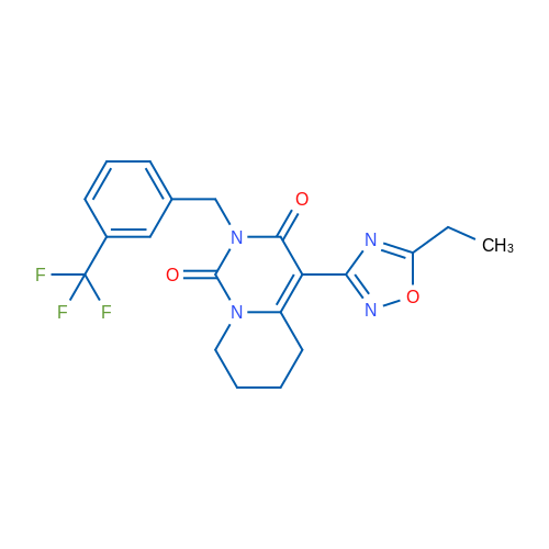 4-(5-Ethyl-1,2,4-oxadiazol-3-yl)-2-{[3-(trifluoromethyl)phenyl]methyl}-1H,2H,3H,5H,6H,7H,8H-pyrido[1,2-c]pyrimidine-1,3-dione 1g