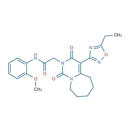 2-[4-(5-Ethyl-1,2,4-oxadiazol-3-yl)-1,3-dioxo-1H,2H,3H,5H,6H,7H,8H,9H-pyrimido[1,6-a]azepin-2-yl]-N-(2-methoxyphenyl)acetamide 1g