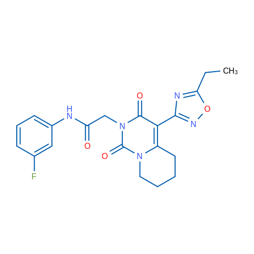 2-[4-(5-Ethyl-1,2,4-oxadiazol-3-yl)-1,3-dioxo-1H,2H,3H,5H,6H,7H,8H-pyrido[1,2-c]pyrimidin-2-yl]-N-(3-fluorophenyl)acetamide 1g