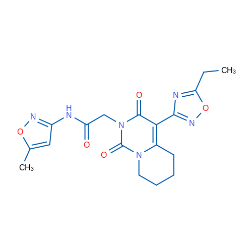 2-[4-(5-Ethyl-1,2,4-oxadiazol-3-yl)-1,3-dioxo-1H,2H,3H,5H,6H,7H,8H-pyrido[1,2-c]pyrimidin-2-yl]-N-(5-methyl-1,2-oxazol-3-yl)acetamide 1g