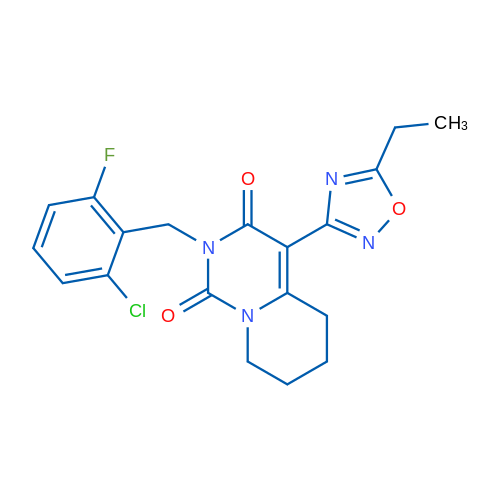 2-[(2-Chloro-6-fluorophenyl)methyl]-4-(5-ethyl-1,2,4-oxadiazol-3-yl)-1H,2H,3H,5H,6H,7H,8H-pyrido[1,2-c]pyrimidine-1,3-dione 1g