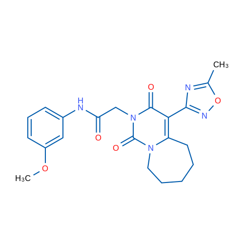 N-(3-Methoxyphenyl)-2-[4-(5-methyl-1,2,4-oxadiazol-3-yl)-1,3-dioxo-1H,2H,3H,5H,6H,7H,8H,9H-pyrimido[1,6-a]azepin-2-yl]acetamide 1g