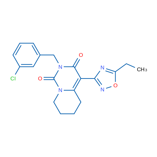 2-[(3-Chlorophenyl)methyl]-4-(5-ethyl-1,2,4-oxadiazol-3-yl)-1H,2H,3H,5H,6H,7H,8H-pyrido[1,2-c]pyrimidine-1,3-dione 1g