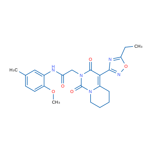 2-[4-(5-Ethyl-1,2,4-oxadiazol-3-yl)-1,3-dioxo-1H,2H,3H,5H,6H,7H,8H-pyrido[1,2-c]pyrimidin-2-yl]-N-(2-methoxy-5-methylphenyl)acetamide 1g