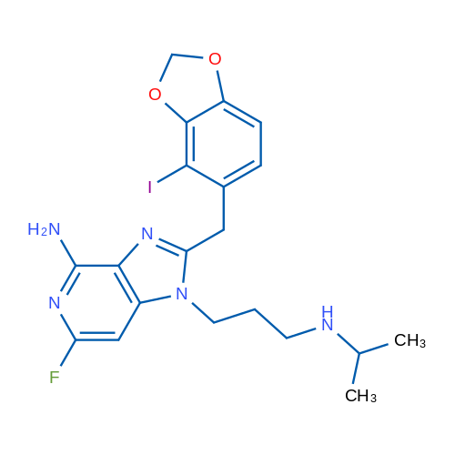 6-Fluoro-2-((4-iodobenzo[d][1,3]dioxol-5-yl)methyl)-1-(3-(isopropylamino)propyl)-1H-imidazo[4,5-c]pyridin-4-amine 100mg