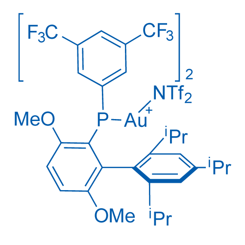 2-{Bis[3,5-bis(trifluoromethyl)phenyl]phosphino}-3,6-dimethoxy -2′,4′,6′-triisopropyl-1,1′-biphenyl gold(I) bis (trifluoromethylsulfonyl)imide 10mg