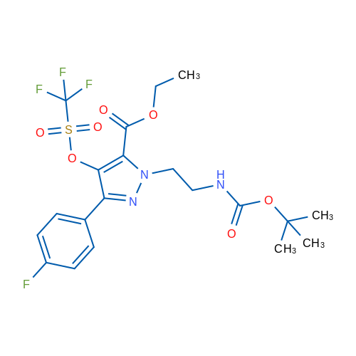 Ethyl 1-(2-((tert-butoxycarbonyl)amino)ethyl)-3-(4-fluorophenyl)-4-(((trifluoromethyl)sulfonyl)oxy)-1H-pyrazole-5-carboxylate 5g