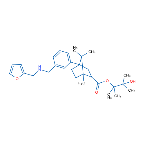3-Hydroxy-2,3-dimethylbutan-2-yl 4-(3-(((furan-2-ylmethyl)amino)methyl)phenyl)-1,7,7-trimethylbicyclo[2.2.1]heptane-2-carboxylate 5g