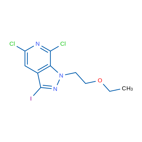 5,7-Dichloro-1-(2-ethoxyethyl)-3-iodo-1H-pyrazolo[3,4-c]pyridine 250mg